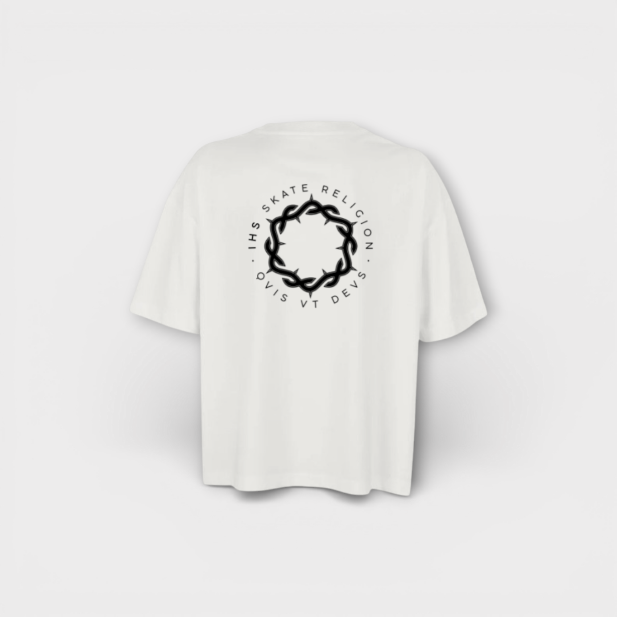 Camiseta Boxy Iconic Crown Blanca — IHS Skate Religion